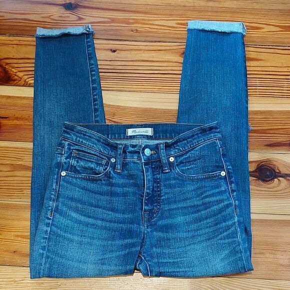 Madewell High Rise Skinny Crop Denim Blue Jean Size 25 - Picture 1 of 14